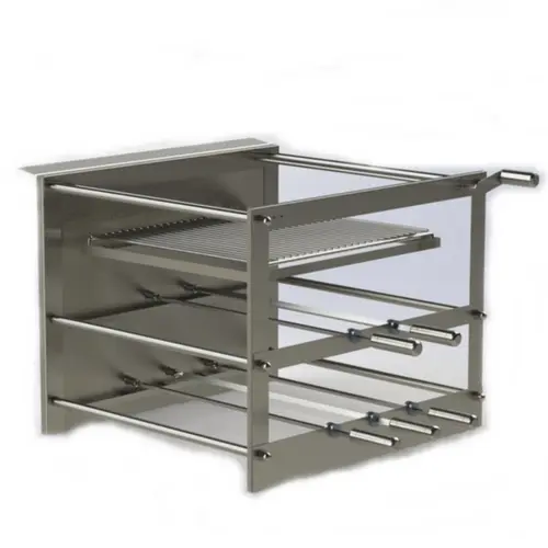 Churrasqueira inox tecnogrill 5 espetos rotativos 2 galerias com grelha manual