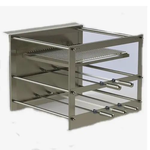 Churrasqueira Grill inox tecnogrill 5 espetos rotativos 2 galerias com grelha motorizada