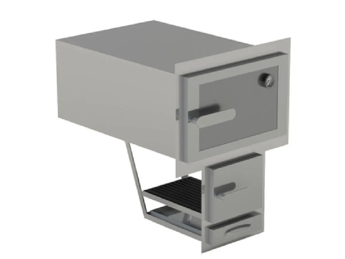 Forno a lenha em aço inox com porta de vidro para embutir na alvenaria TF000592-4