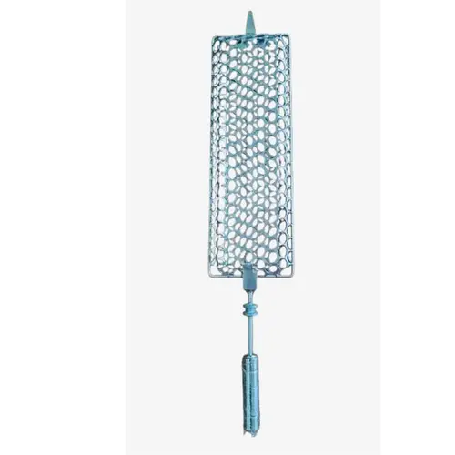 Espeto em inox grelha dupla tela moeda para peixe c/ roldana