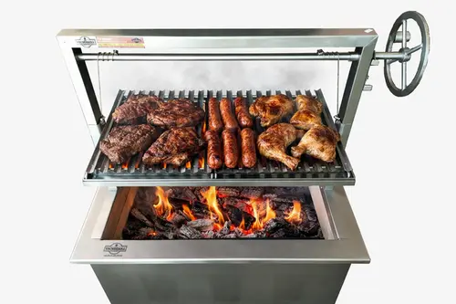 Parrilla Argentina em Inox Tecnogrill com Grelha Manual e Braseiro