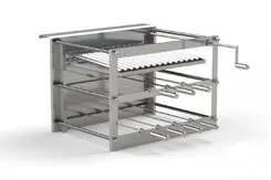 Churrasqueira em inox para embutir Tecnogrill 7 espetos rotativos e grelha manual