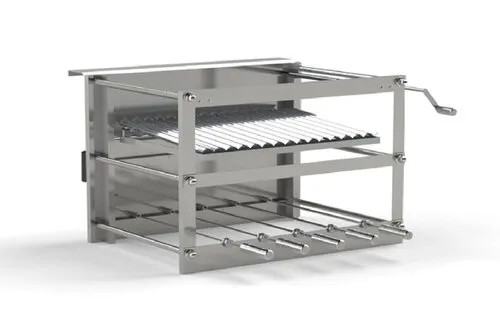 Churrasqueira inox Tecnogrill 5 espetos rotativos e grelha manual