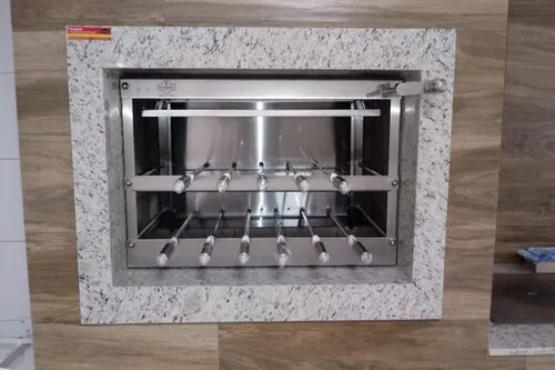 Churrasqueira inox Tecnogrill 11 espetos rotativos e grelha manual