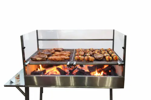Churrasqueira Parrilla móvel Tecnogrill em inox com duas grelhas avulsas