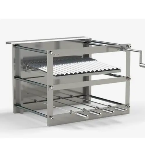 Churrasqueira inox Tecnogrill 4 espetos rotativos e grelha manual