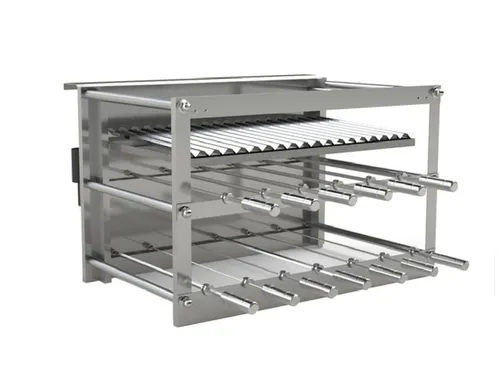 Churrasqueira inox Tecnogrill 13 espetos rotativos e grelha manual