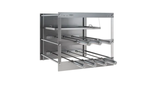 Churrasqueira em inox para embutir Tecnogrill 7 espetos rotativos e grelha motorizada