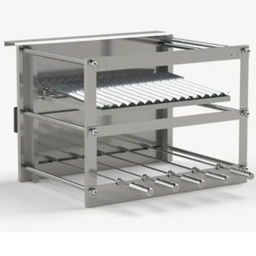 Churrasqueira inox Tecnogrill 5 espetos rotativos e grelha motorizada