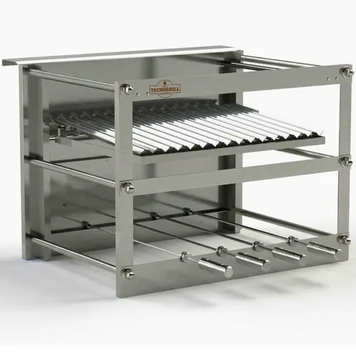 Churrasqueira inox Tecnogrill 4 espetos rotativos e grelha motorizada