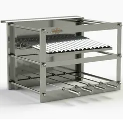 Churrasqueira inox Tecnogrill 4 espetos rotativos e grelha motorizada