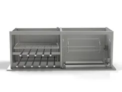 Churrasqueira Grill inox 11 espetos rotativos com grelha motorizada acoplado espeto para leitão