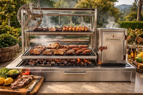 Churrasqueira Parrilla com firebox e elevação grelha