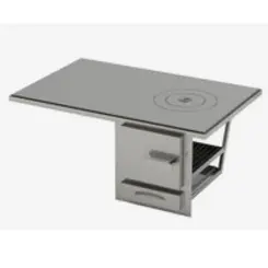 Fogão a lenha de inox para embutir na alvenaria 75x 45